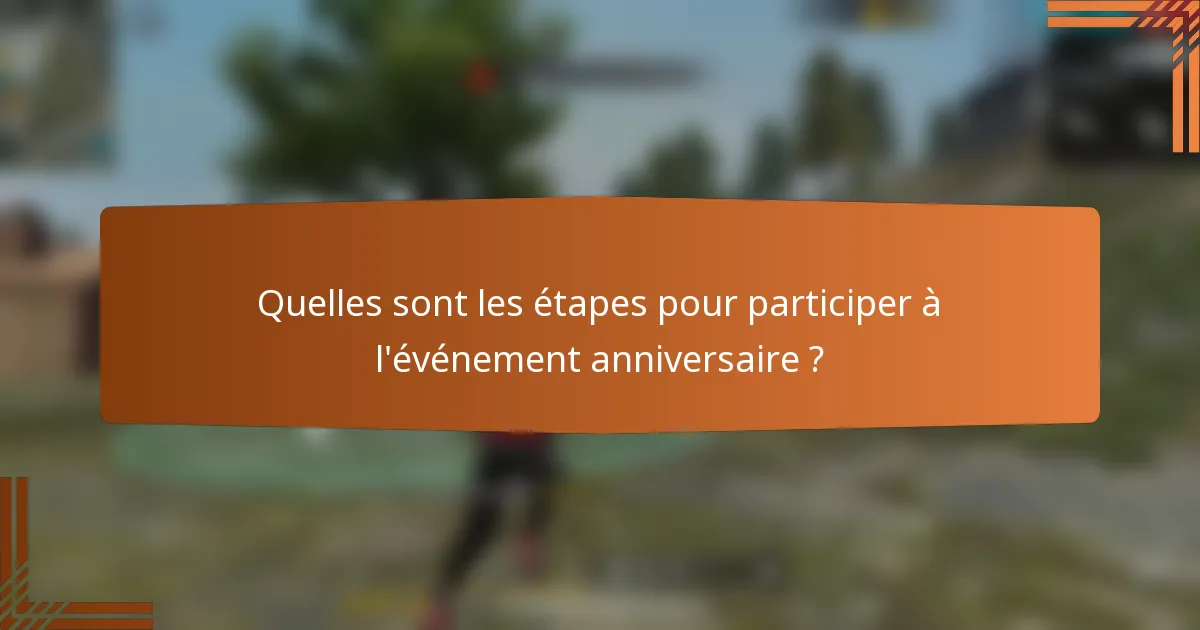 Quelles sont les étapes pour participer à l'événement anniversaire ?